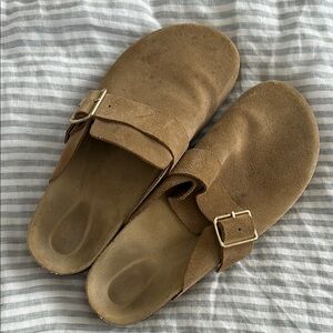 Brown Suede Buckle Sandals